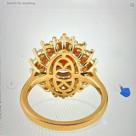 Premium Brazilian Cherry Citrine & White Zircon Cocktail Ring in Vermeil Yellow - Picture 9 of 10